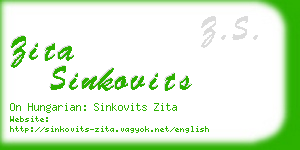zita sinkovits business card